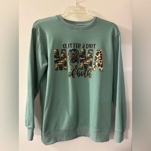 Green 'Glitter & Dirt Mama' long sleeve shirt
